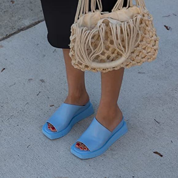 NWT Naked Feet Women’s INFINITY Wedge Sandals Light Blue Size 7.5 - Picture 5 of 7